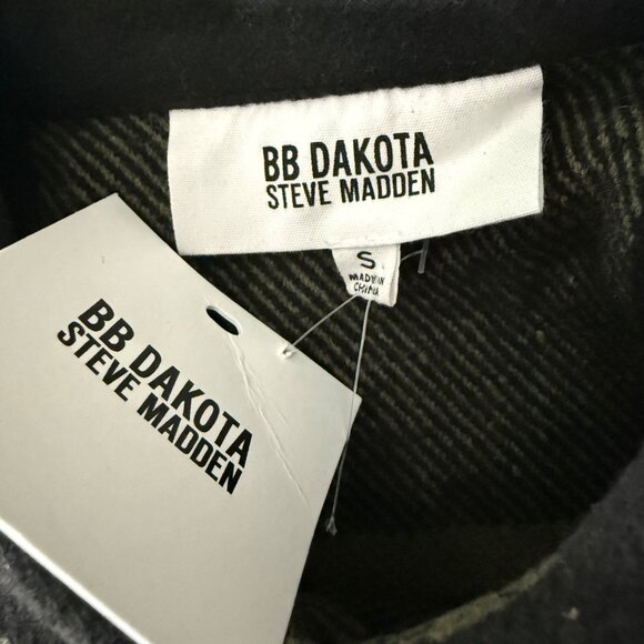 Bb Dakota Steve Madden Oversized Plaid Shirt Jacket Size S Green & Black - Picture 5 of 10